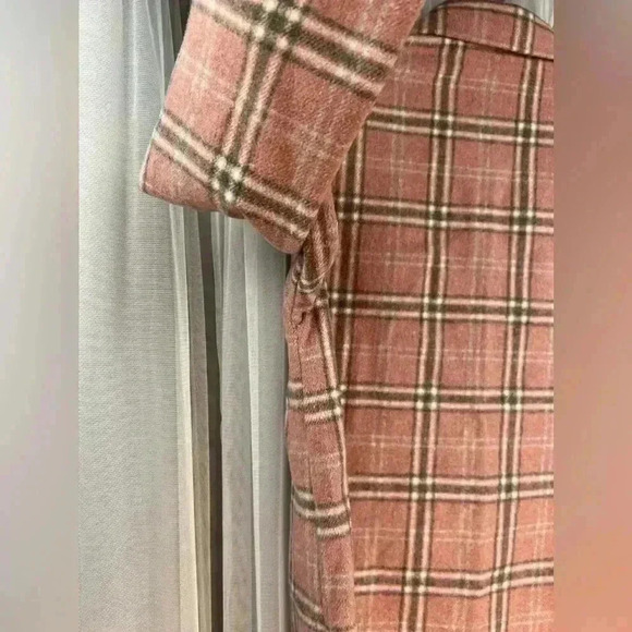 Miss Sparkling Button Down Pink White Plaid Silver Buttons Shirt Shacket Women M - Picture 10 of 13